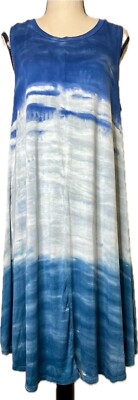 Cupio Women’s Sleeveless Stretchy Ombré Dipped Dye Jersey Boho Tank Dress Large-image