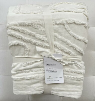 Pottery Barn ISABELLE CANDLEWICK Duvet Cover King California King Snow White NWT-image