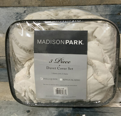 ⚡️ Madison Park 3 Piece Duvet Cover Set Full/Queen (Ivory/Taupe) 👉Repacked 👈-image