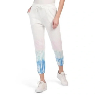 NWT Anthropologie Splendid Size L Sunrise Joggers White Dip Tie Dye Lower Leg-image