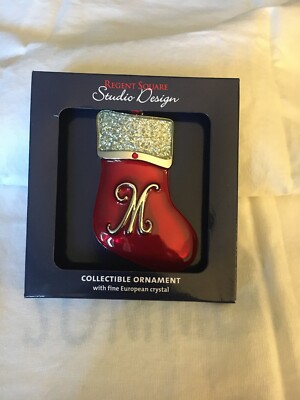 REGENT SQUARE STUDIO DESIGN M INITIAL ENAMEL SMOOTH CHRISTMAS HOLIDAY ORNAMENT-image