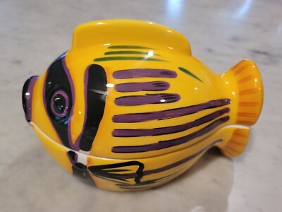 Studio Nova Tropical Fish Shaped Covered Ceramic Bowl / Candy Dish EXCELLENT !-image