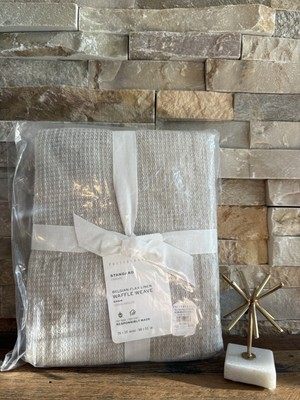 ✨POTTERY BARN BELGIAN FLAX LINEN WAFFLE WEAVE SHAM (1) STANDARD ~ FLAX~NWT✨-image