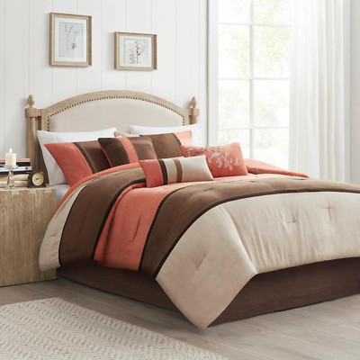 Palisades Comforter Set Modern Faux Suede Pieced Stripe Design, All Season down -image