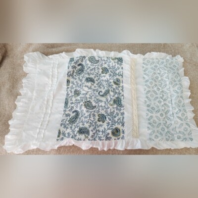 Pair Madison Park King Size Pillow Shams Shabby Chic Lace Paisley Periwinkle-image