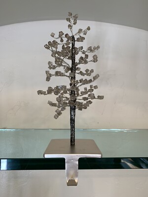 Pottery Barn Faceted Glass Mirror Tree Stocking Holder Christmas Decor New-image