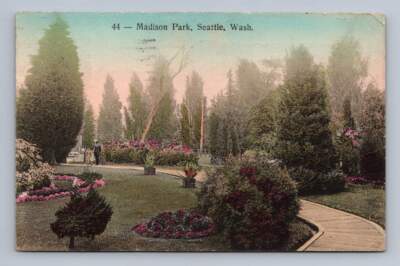 Madison Park SEATTLE Washington Antique Hand Colored Collotype Postcard 1911-image