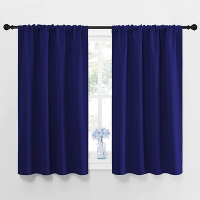 Navy Blue Curtains Blackout Draperies - Home Fashion Thermal Insulated Solid ...-image