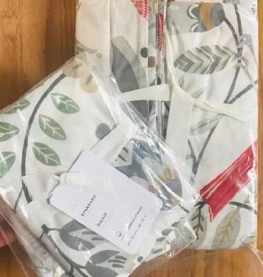 Pottery Barn Jolly Bird Duvet Cover Set Queen 2 Standard Sham Christmas Holiday-image