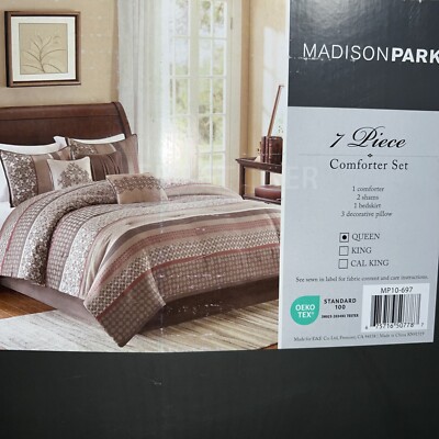 Madison Park Princeton 7-Pc. Comforter Set, Queen, Red, New in Box-image