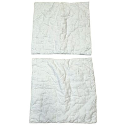 Pottery Barn Belgian Flax Linen Tufted Quilted Euro Sham Pair Blue Frost NWOT-image