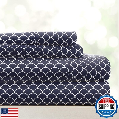 Linen Market Double-Brushed Patterned Microfiber California King Sheet Set 4 -image