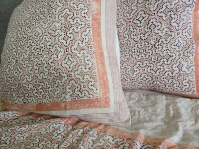 Pottery Barn Sasha Patterned Linen King/Cal King Duvet & 2 Linen Euro Shams-image