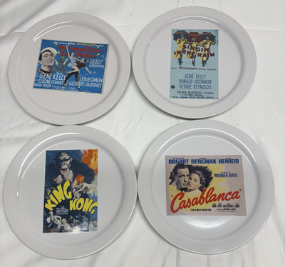 POTTERY BARN Ceramic PLATES Set of 4 HOLLYWOOD Classic MOVIES TCM 8