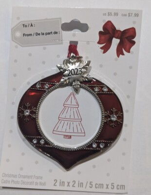 Christmas Ornament Shaped Silver/Enameled/Gem Photo Frame Ornament 2