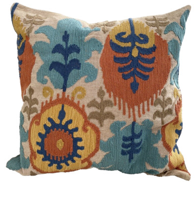 Pottery Barn Leigh Ikat Embroidered 20 inch Square Pillow & Down Feather Insert-image