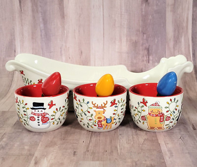 TEMPTATIONS by TARA 7 pc APPETIZER CHIP N DIP SET REINDEER SNOWMAN CHRISTMAS-image