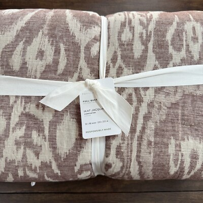 POTTERY BARN IKAT JACQUARD COMFORTER ~ FULL / QUEEN ~ FIG-image
