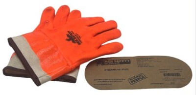 Pair of Hi-Vis Orange PVC Coated Insulated Work Glove Double Dipped Sandy Finish-image