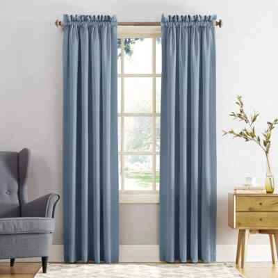 SUN ZERO SEYMOUR ROOM DARKENING ROD POCKET SINGLE CURTAIN PANEL, BLUE 54