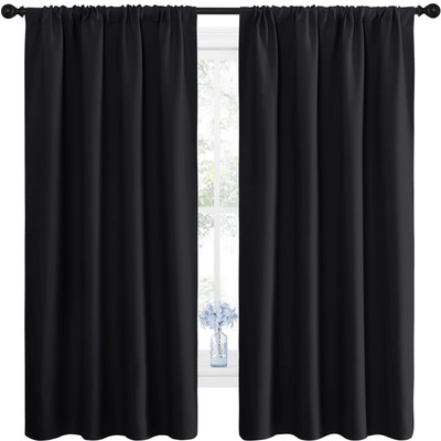 Halloween Black Blackout Curtain W42 X L63 2 Panel Thermal Insulated for Bedroom-image