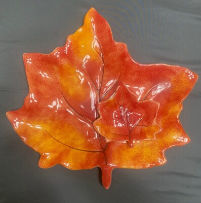 LARGE Autumn Fall Leaf Tray Chips And Dip Party Tray Thanksgiving Holidays 19”-image