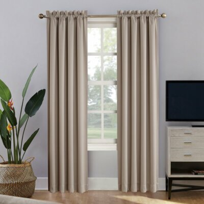 ONE 63x52 Oslo Theater Grade Extreme Blackout Rod Pocket Curtain Panel Beige NEW-image