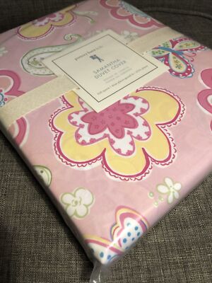 Pottery Barn Kids Pink Butterfly Floral Samantha Full Queen Duvet Cover *No Sham-image