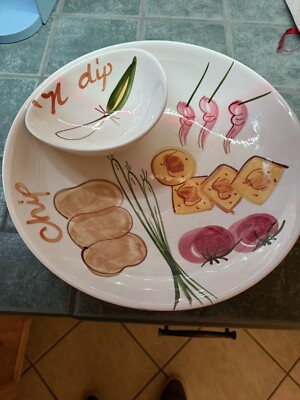 VINTAGE RETRO MCM LOS ANGELES POTTERY CHIP/ DIP BOWL LARGE 13