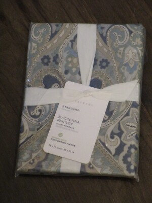 POTTERY BARN MACKENNA BLUE PAISLEY STANDARD PILLOW SHAM NEW-image