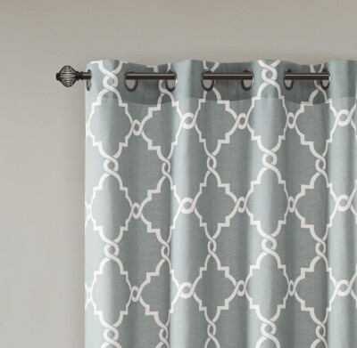 Madison Park Saratoga Fretwork Print Grommet Top Window Curtain 50x95 in-image