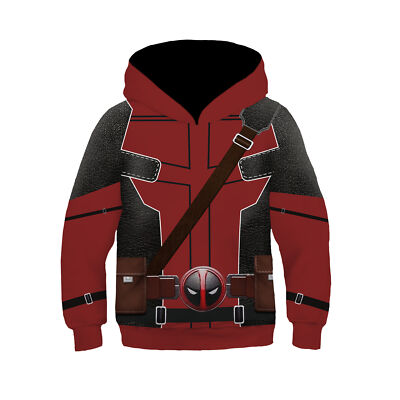 Kids Deadpool & Wolverine Cosplay Hoodie Child Wade Winston Wilson Pullover Coat-image