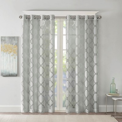 Fretwork Burnout Sheer Curtain Panel(Only 1 Pc Panel)-image