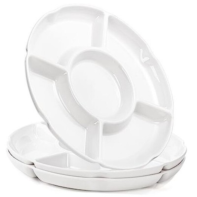 3 Pack Divided Serving Tray, 13 Inch Unbreakable Chip and Dip Platter, -image