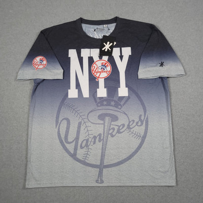 New York Yankees Shirt Mens 2XL Blue Klew Dip Dyed MLB Center Big Logo Tee New-image