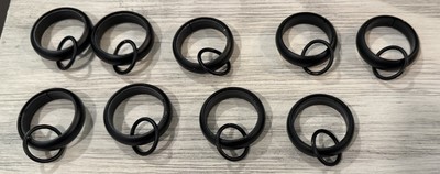 9 Pottery Barn Matte Black Quiet Glide Double Curtain Rings Small .75