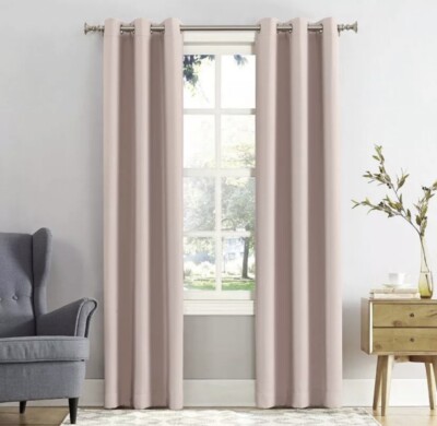 Sun Zero Lichtenberg Blackout Curtain Panel Blush Pink Energy Efficient 40x63-image
