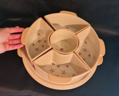 Temptations Old World Confetti Veggie Chip Dip Snack Tray 6 Piece Set.-image