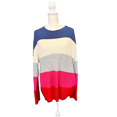 dip Womens Sweater Size XL Multicolor Stripe Crew Neck Pullover Long Sleeve-image