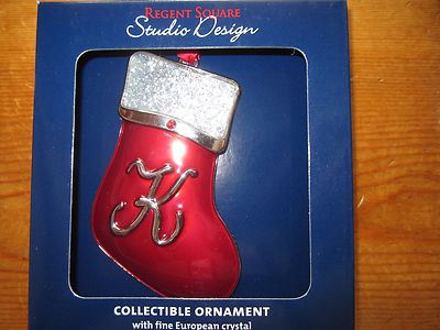 REGENT SQUARE STUDIO DESIGN K INITIAL ENAMEL CHRISTMAS HOLIDAY ORNAMENT SMOOTH-image