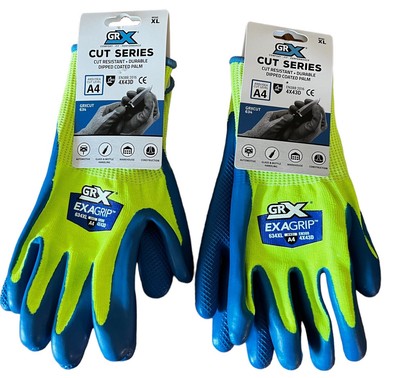 2 Mens Size XL GRX Cut Series Cut Resistant Work Gloves Durable Dipped Coat Palm-image