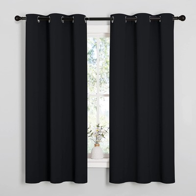 Halloween Pitch Black Solid Thermal Insulated Grommet Blackout Curtains/Drapes f-image