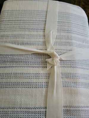 New Pottery Barn Hawthorn Striped Cotton Full/Queen Duvet Cover Blue-image