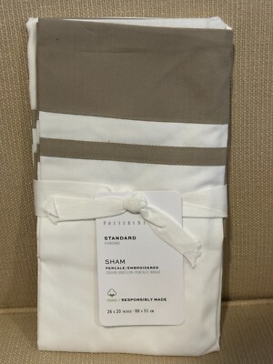 Pottery Barn Simply Taupe Parker Organic Percale Sham Standard size New-image