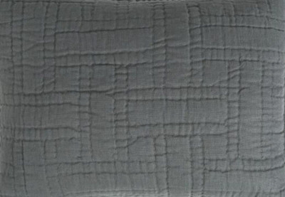 Pottery Barn Belgian Flax Linen Handcrafted Basketweave St Sham, Charcoal Gray-image