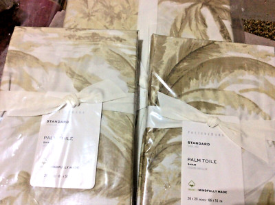Pottery Barn Organic Palm Toile F/Q Duvet & 2 Std Shams Full/Queen NWT Neutral-image