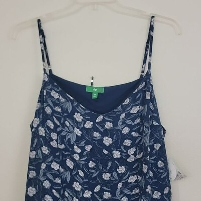 NWT Dip Blue Floral Print Midi Spaghetti Strap Dress 2X-image