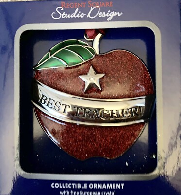Regent Square Studio Design Best Teacher Apple Christmas Holiday Ornament-image