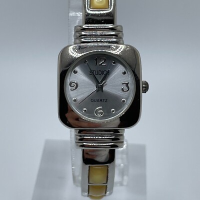 Studio Time Watch Womens 23mm Silver Tone Case Dial Bangle Band Quartz Analog-image