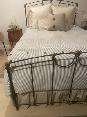 Pottery Barn Wheaton Stripe Full/Queen Duvet ~Chambray~ Linen Blend-image